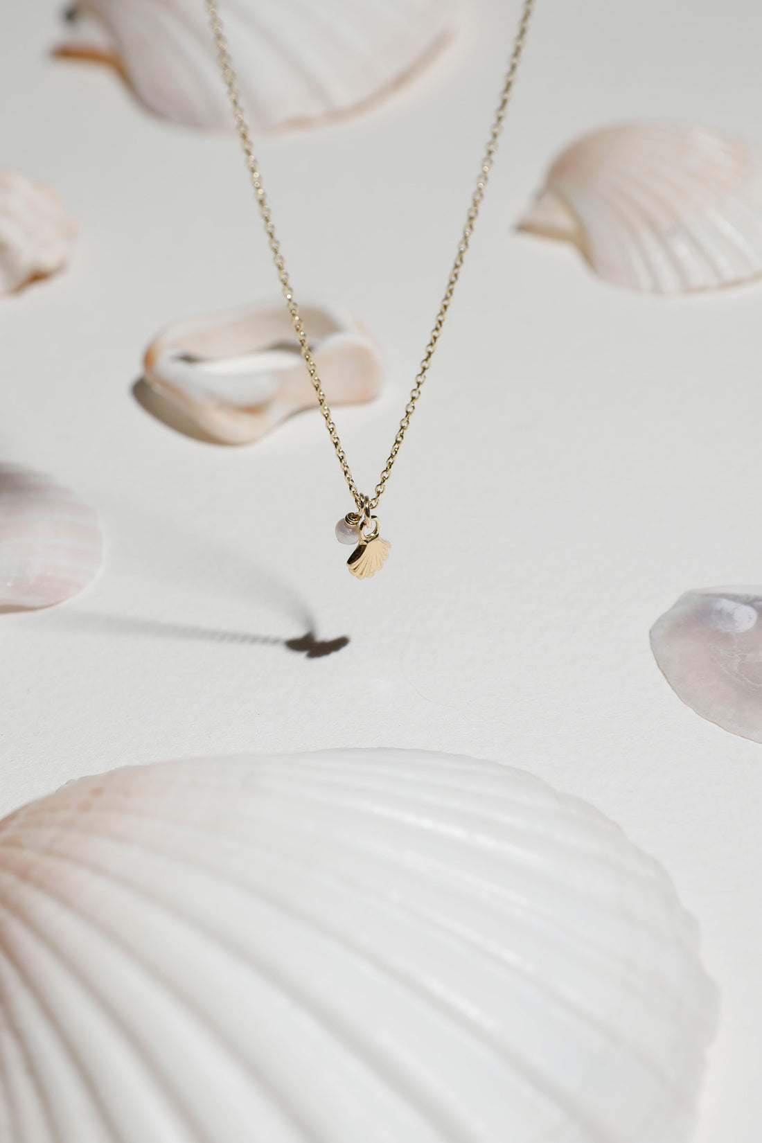 Sophie | She Shell Necklace w. Pearl | Gold