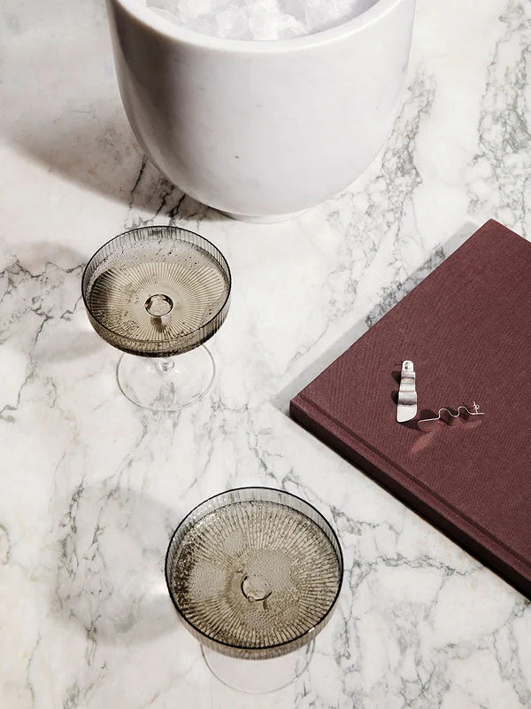 Ferm Living | Ripple Champagne Saucers | Smoked Grey
